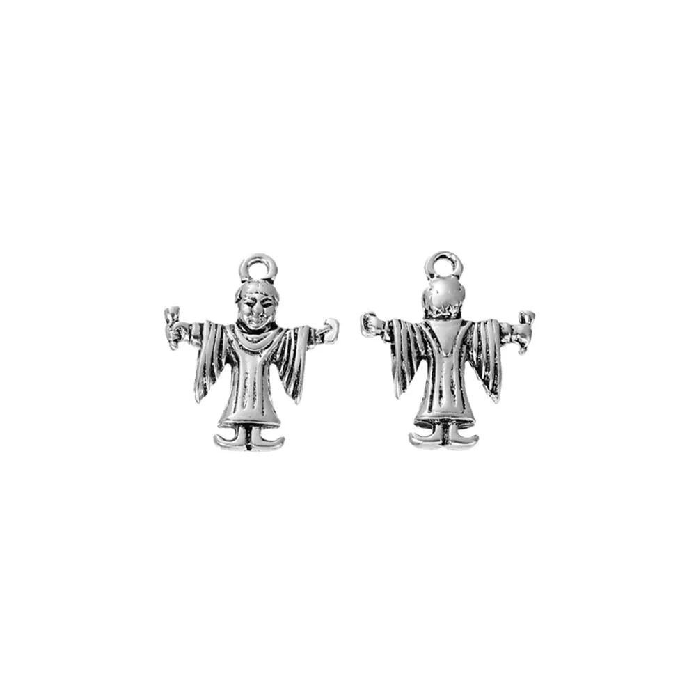 10 Pcs Tibetan Silver MONK & CUP 3D 21mm x 18mm Charms Pendants, Lead & Nickel Free Metal Charms Pendants Beads