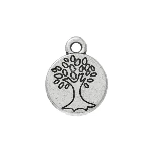 10 Pcs Tibetan Silver TREE CARVED DISC 12mm DIA Charms Pendants, Lead & Nickel Free Metal Charms Pendants Beads