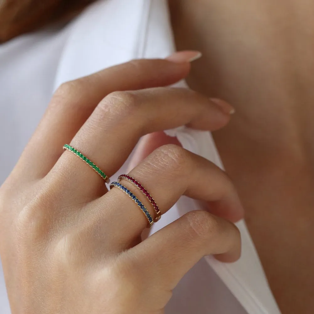 14k Half Eternity Pink Sapphire Ring