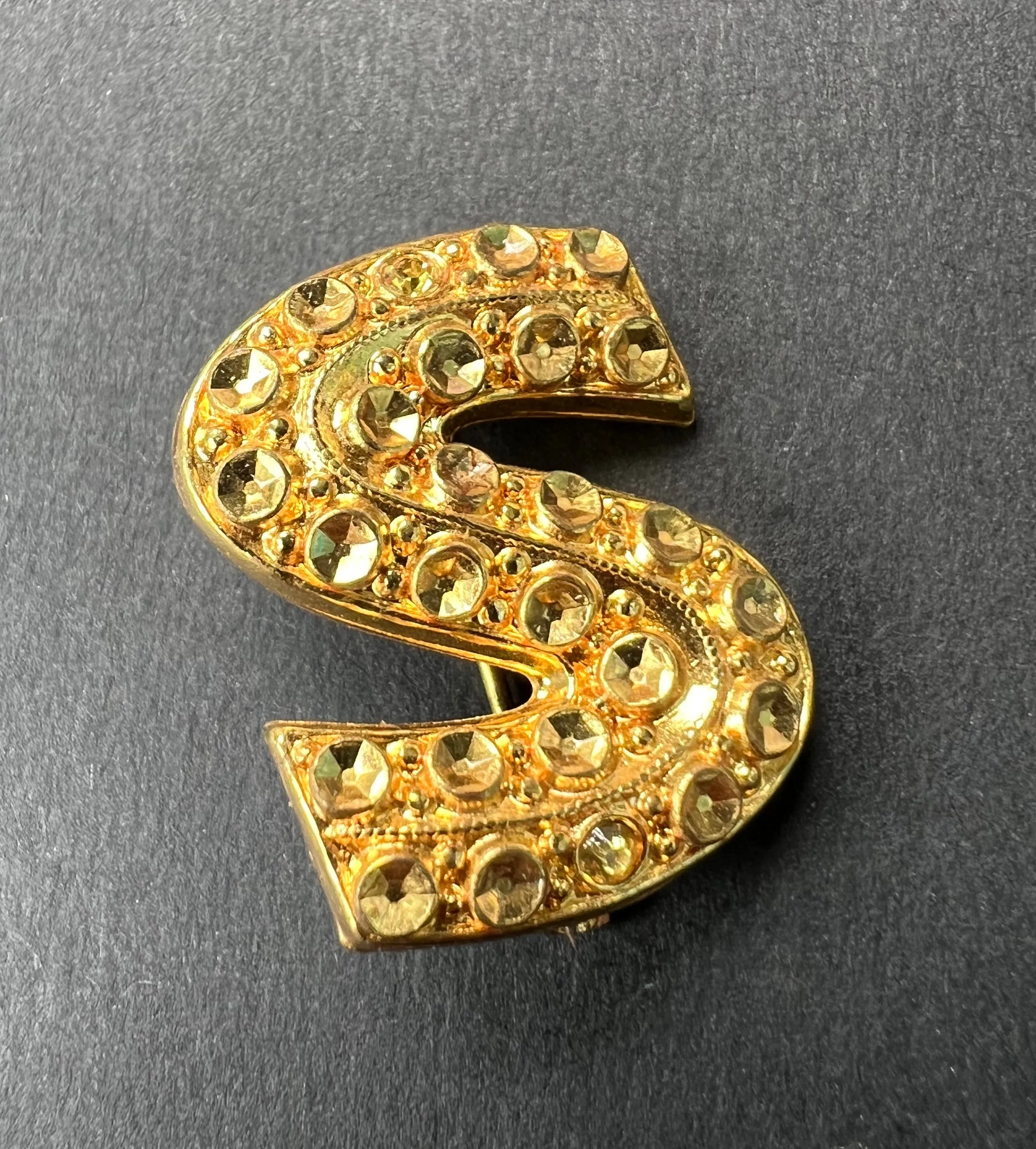 1940s "Latest Novelty" Initial Letter Brooches E, I, M, S, T and V