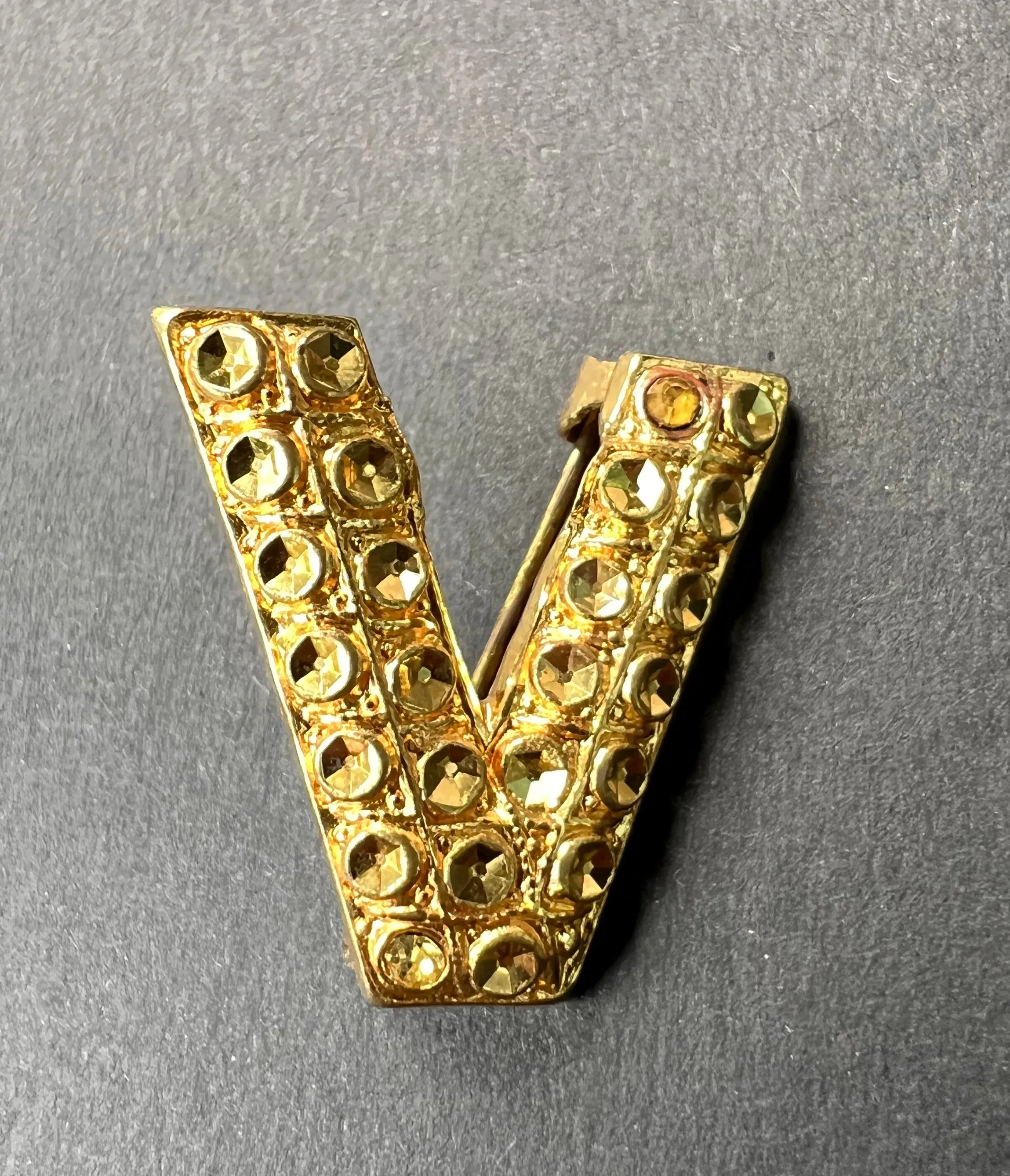 1940s "Latest Novelty" Initial Letter Brooches E, I, M, S, T and V