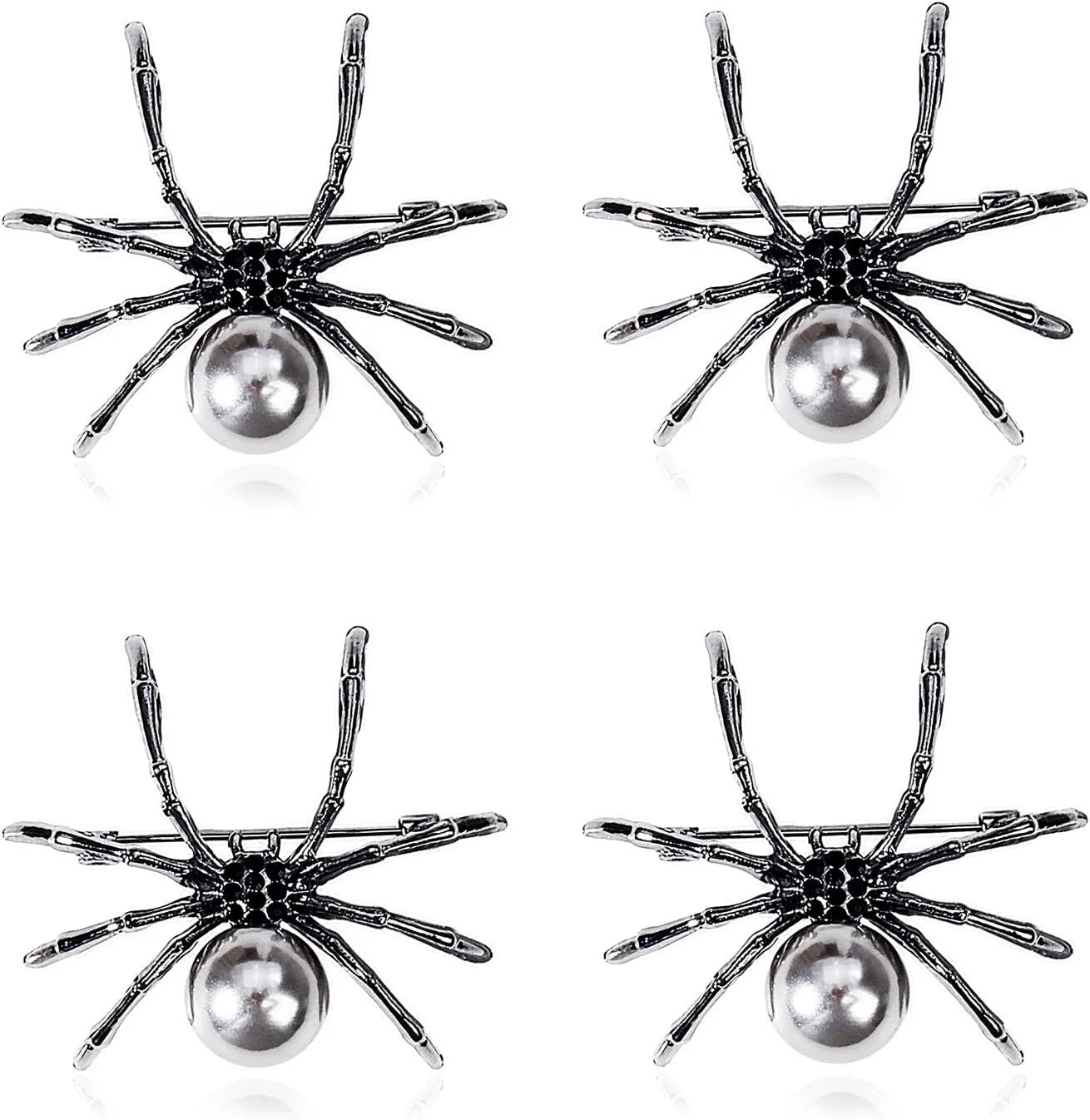 2/4pcs Spider Brooches for Women Men Halloween Vintage Spider Pins Gothic Jewelry Halloween Costume Pin Accessories