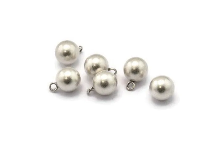 4 Antique Silver Plated Brass Ball Charms (10mm) Bs-1078--N0585