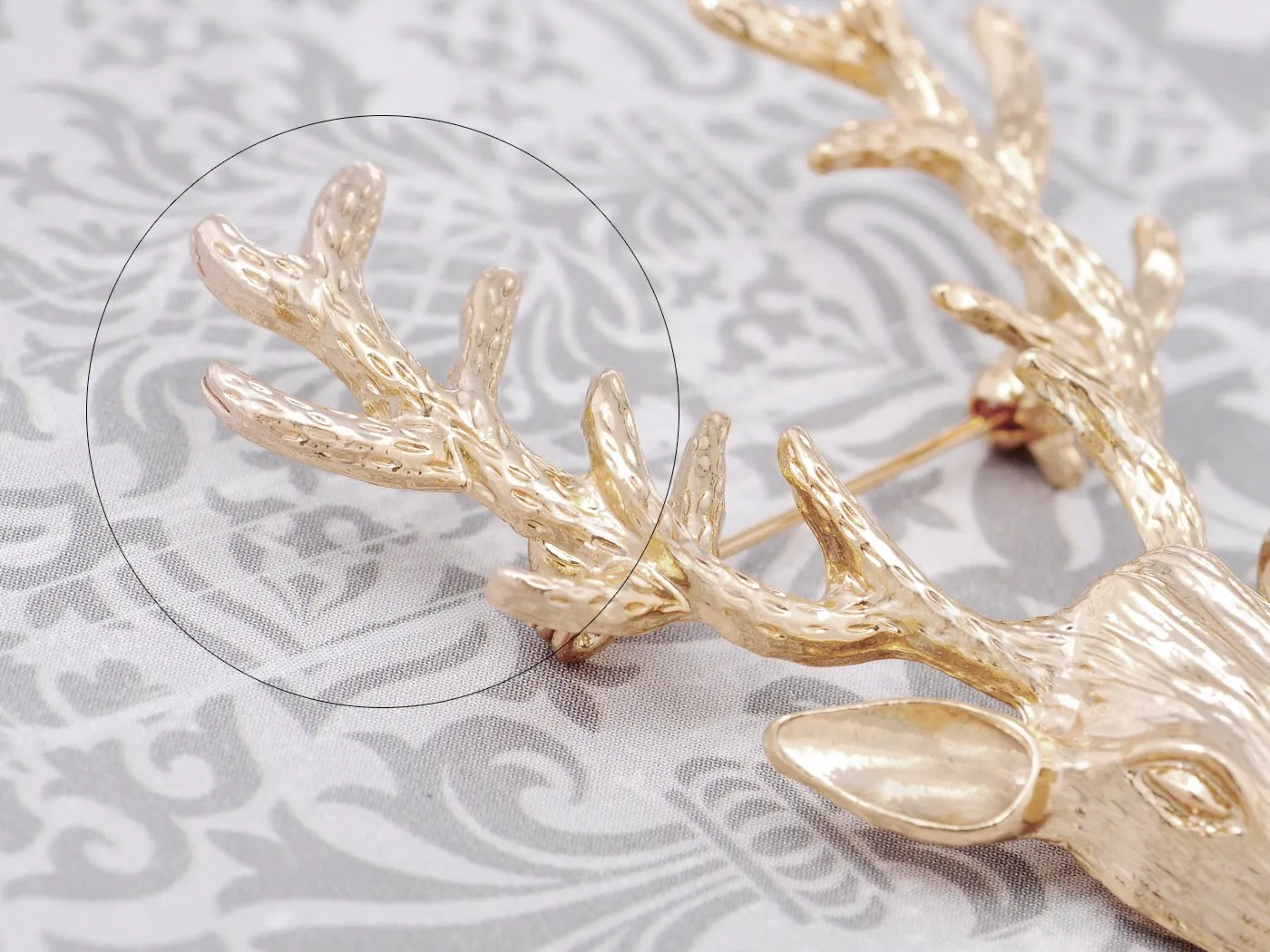Alilang Womens Vintage Retro Golden Tone Deer Antler Stag Moose Elk Head Animal Lapel Brooch Pin