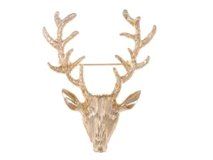 Alilang Womens Vintage Retro Golden Tone Deer Antler Stag Moose Elk Head Animal Lapel Brooch Pin