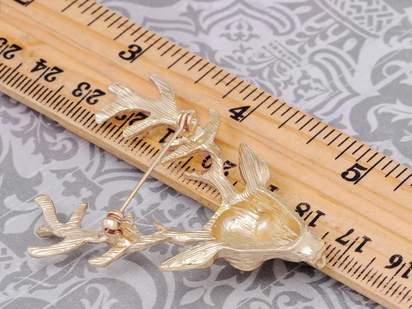 Alilang Womens Vintage Retro Golden Tone Deer Antler Stag Moose Elk Head Animal Lapel Brooch Pin