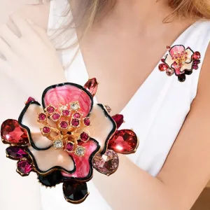 Brooch Pins For Women Enamel Flower Crystal Large Brooches Dress Shirt Jewelry Vintage Fashion Brooches & Pins Party Wedding Corsage For Bride