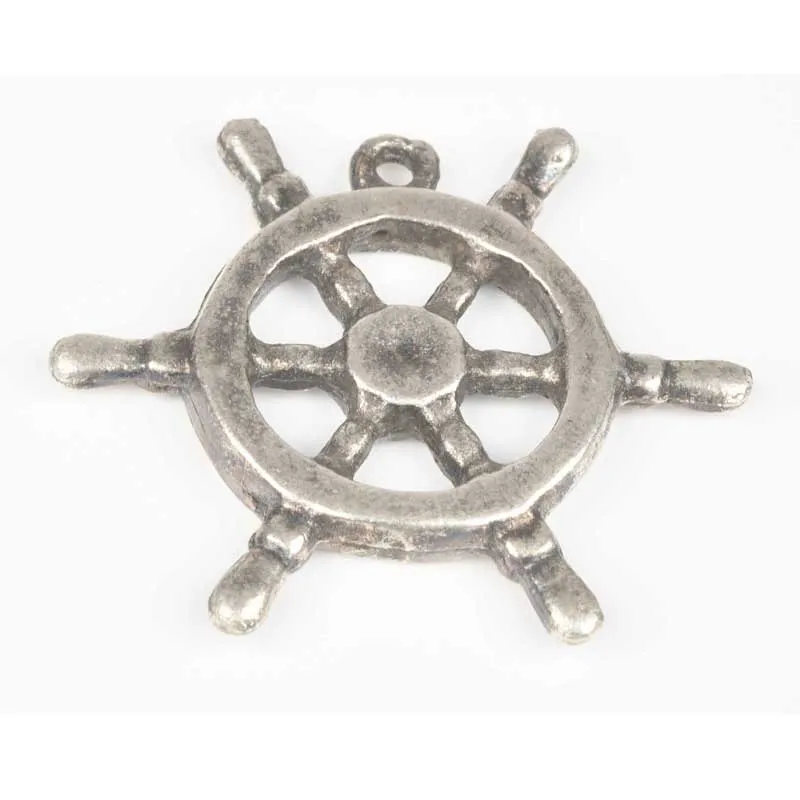 Casting Pendants-46x40mm Ships Wheel-Antique Silver-Quantity 1