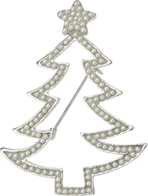Christmas Tree Brooch Pin for Women Girls - Crystal Rhinestone Enamel Pearl Vintage Fashion Jewelry - Holiday Gifts