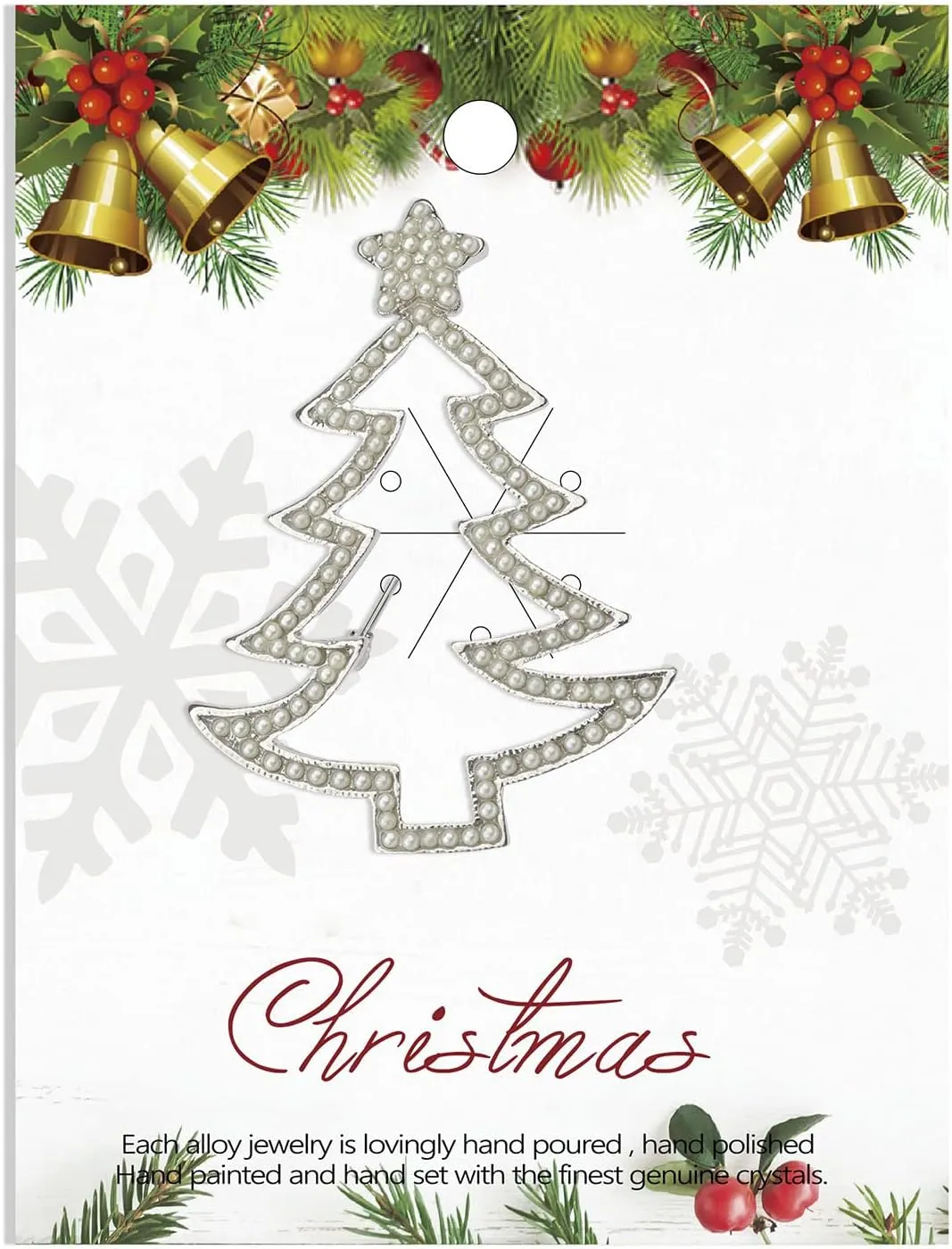 Christmas Tree Brooch Pin for Women Girls - Crystal Rhinestone Enamel Pearl Vintage Fashion Jewelry - Holiday Gifts