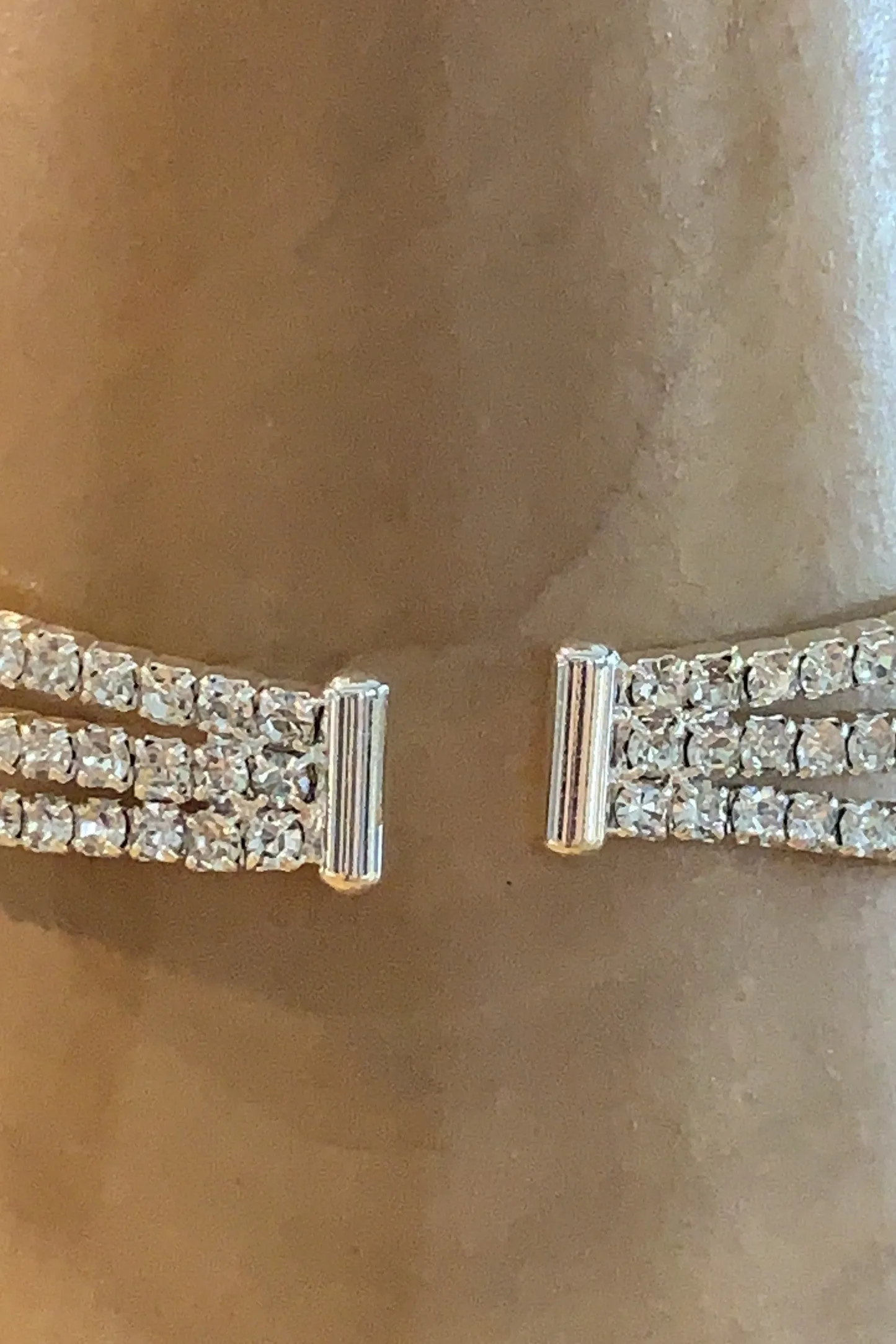 Crystal Avenue Premium Cubic Zirconia Silver Hinged Bracelet