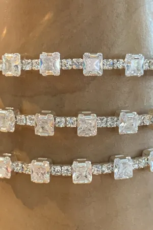 Crystal Avenue Premium Cubic Zirconia Silver Hinged Bracelet