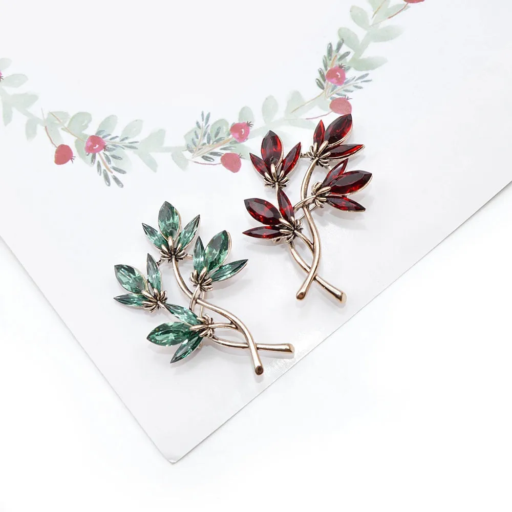 Crystal Flower Brooches For Women Vintage Fashion Simple Design Winter Jewelry