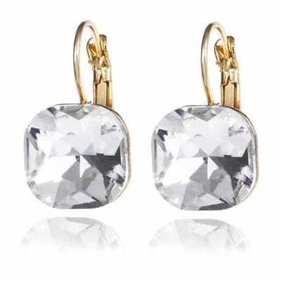 Crystal Lever-back  Earrings -6 Colors