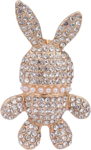 Cute Animal Rabbit Brooch Pin for Women Girls gold plated crystal teen cartoon bunny rhinestone fashion brooch lapel pin dress accessories holiday Easter jewelry gift for daughter Nice pet lover