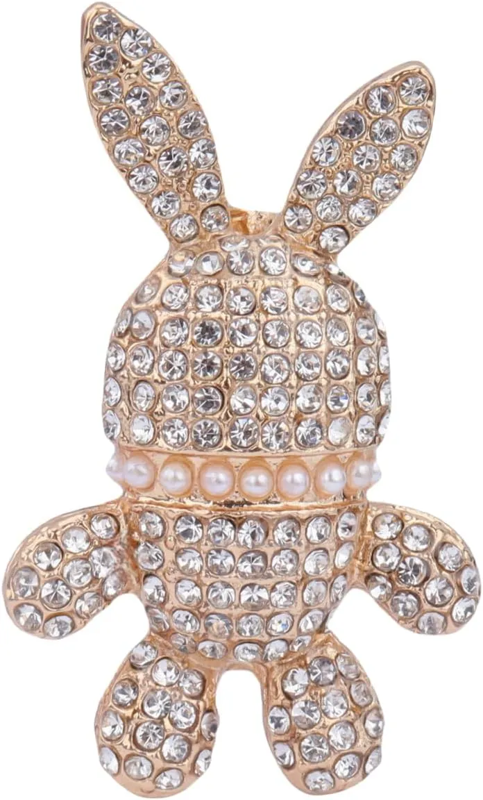 Cute Animal Rabbit Brooch Pin for Women Girls gold plated crystal teen cartoon bunny rhinestone fashion brooch lapel pin dress accessories holiday Easter jewelry gift for daughter Nice pet lover