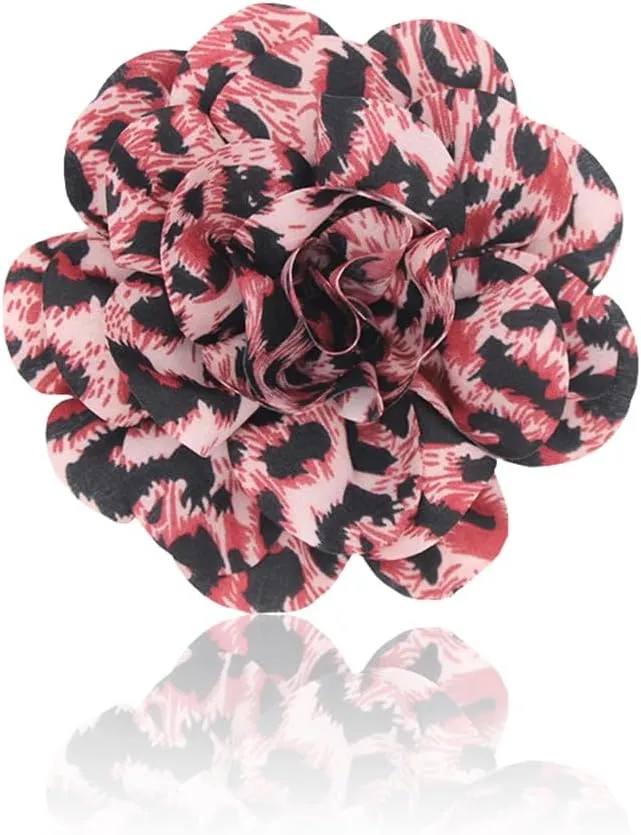 Dainty Fabric Leopard Rose Flower Large Brooch Lapel Pins Delicate Elegant Handmade Flower Brooches Pin Classic for Women Wedding Party Dance Banquet Dress Suit Ceremony Clothes Accessories Jewelry Gifts