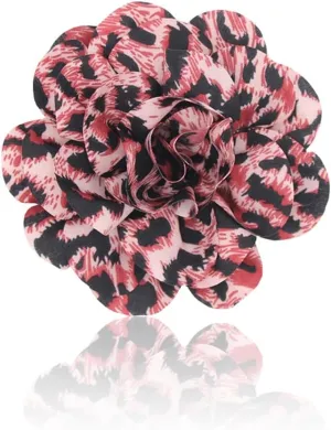 Dainty Fabric Leopard Rose Flower Large Brooch Lapel Pins Delicate Elegant Handmade Flower Brooches Pin Classic for Women Wedding Party Dance Banquet Dress Suit Ceremony Clothes Accessories Jewelry Gifts