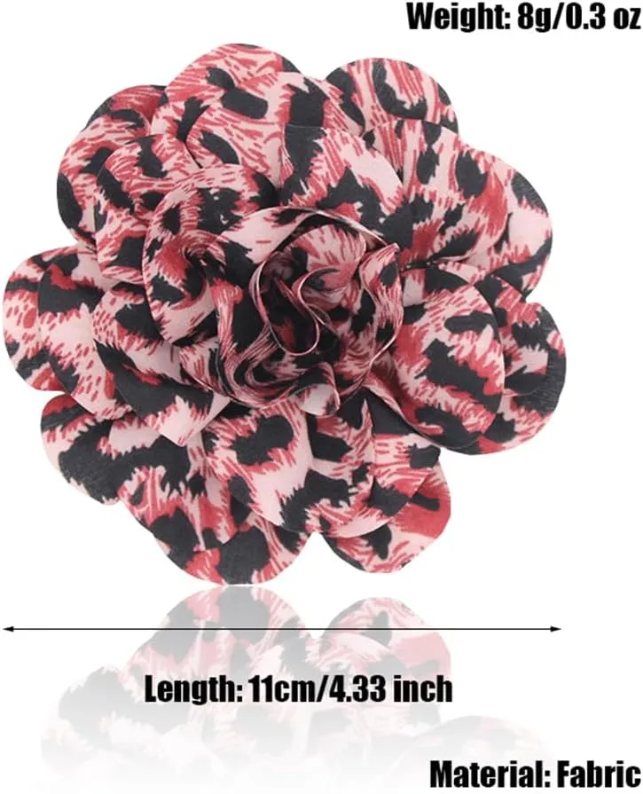 Dainty Fabric Leopard Rose Flower Large Brooch Lapel Pins Delicate Elegant Handmade Flower Brooches Pin Classic for Women Wedding Party Dance Banquet Dress Suit Ceremony Clothes Accessories Jewelry Gifts