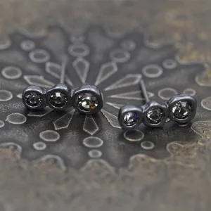 Dainty graduated three crystal long stud earrings