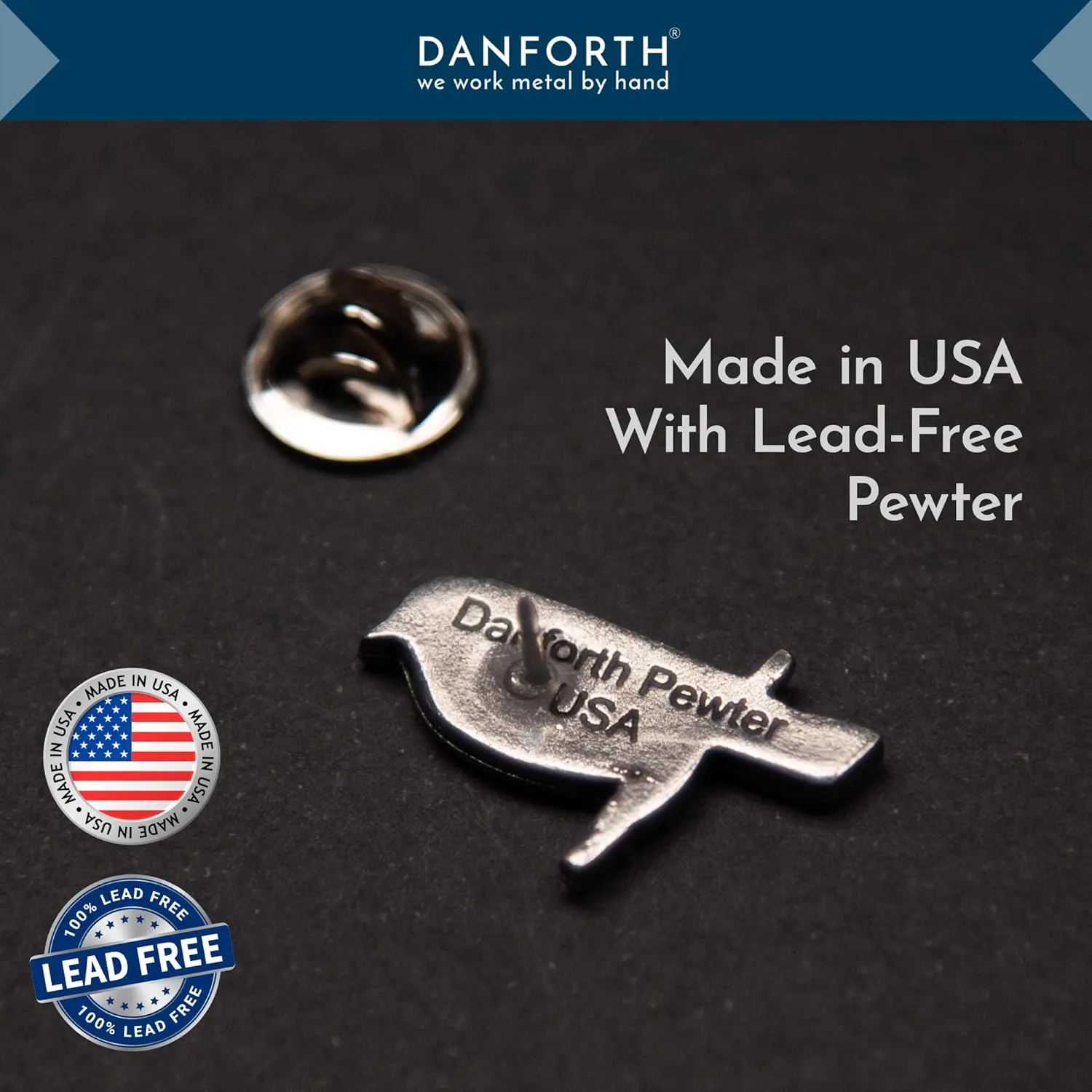 DANFORTH Lapel & Brooches Pin  Small, Decorative & Handmade  Made In USA