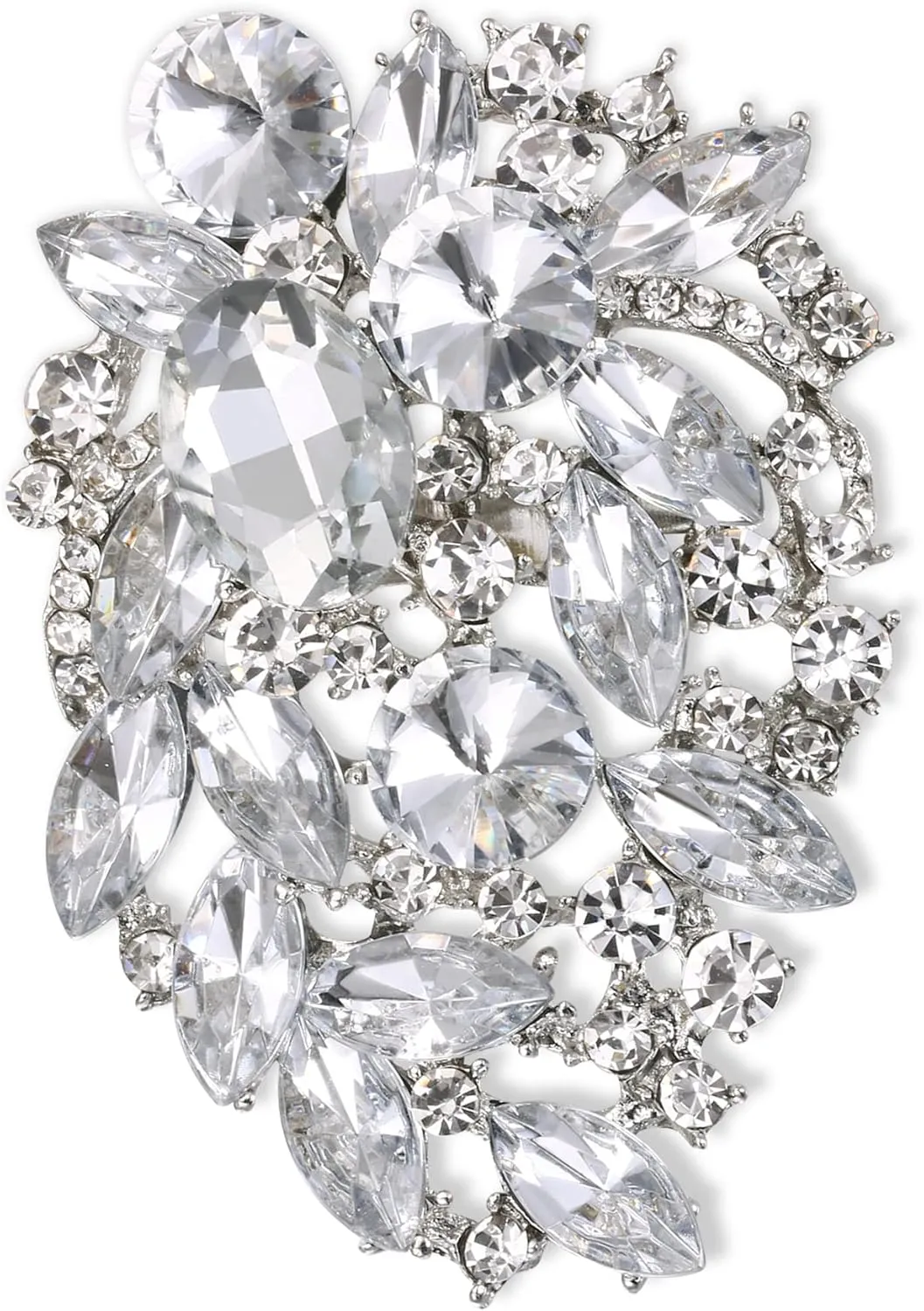 EVER FAITH Party Austrian Crystal Marquise Brooches Pin, Vintage Inspired Statement Brooch Clip for Women