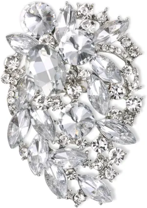EVER FAITH Party Austrian Crystal Marquise Brooches Pin, Vintage Inspired Statement Brooch Clip for Women