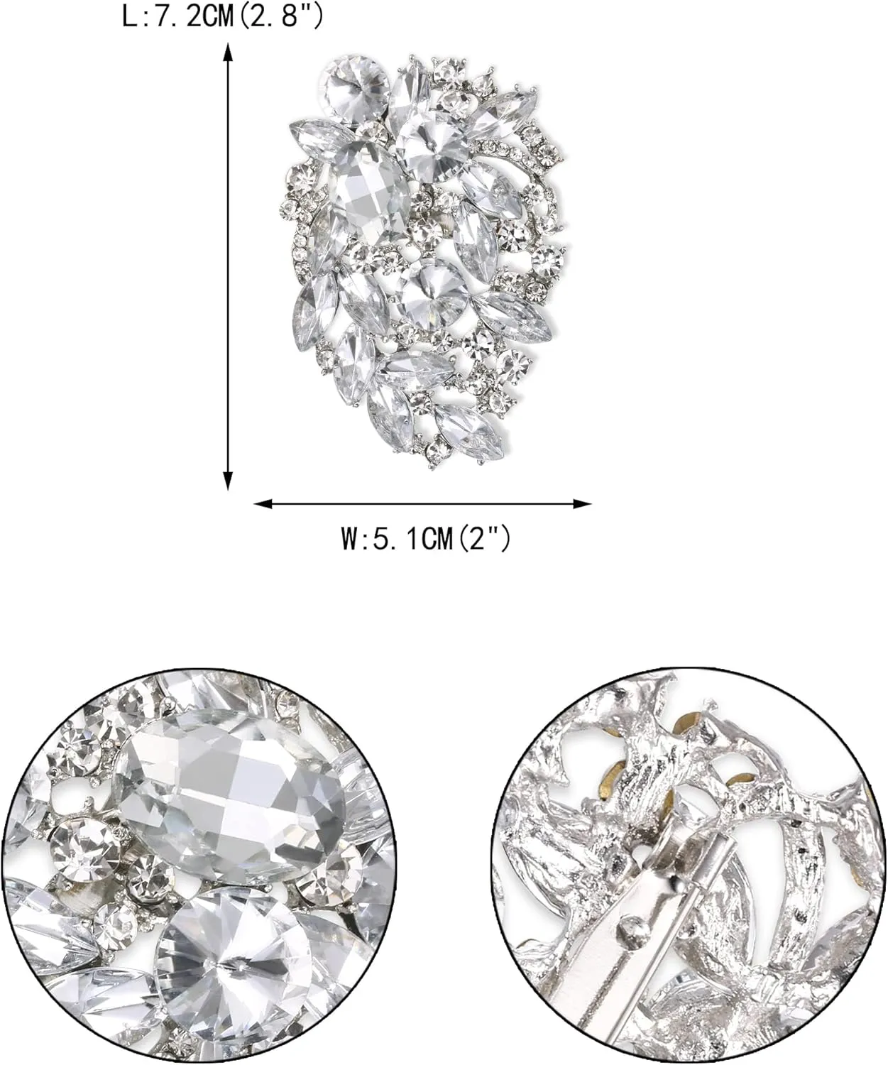 EVER FAITH Party Austrian Crystal Marquise Brooches Pin, Vintage Inspired Statement Brooch Clip for Women