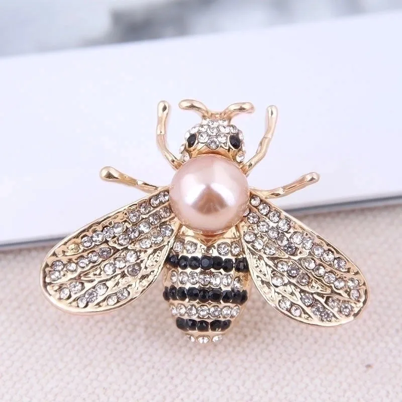 Fashion Bee Alloy Inlay Artificial Pearls Rhinestones Women's Brooches