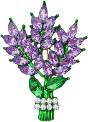 Fashion flower brooch, crystal rhinestone lavender, tulip, gardenia flower brooch, lapel scarf, clothing accessories