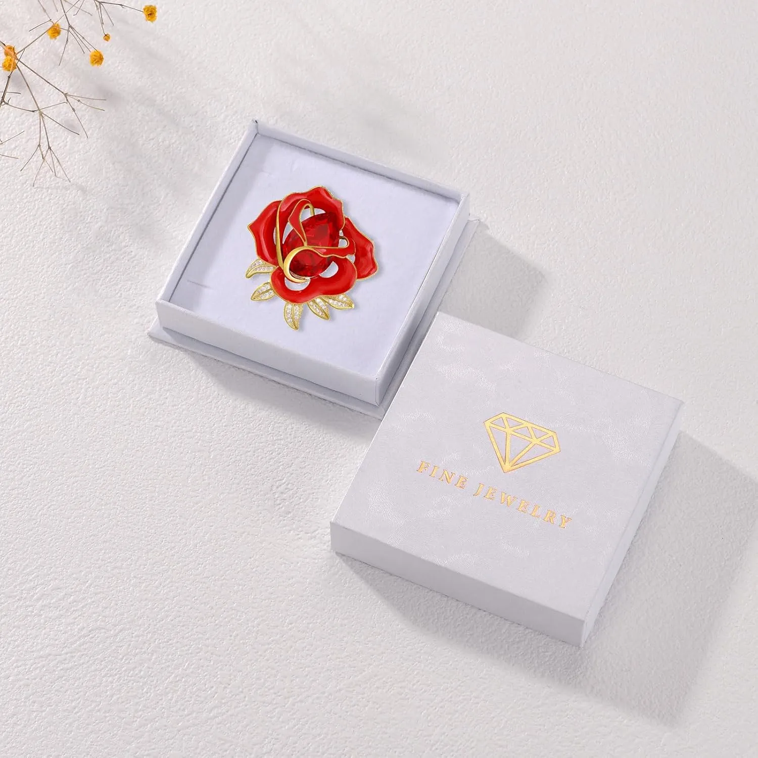 Floral Pearl Brooch Austrian Crystal Rhinestone Pins Gold Plated Leaf Lapel Pin Four Leaf Clover Brooch Birthday Graduation Jewelry Gift for Women Men