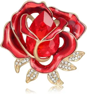 Floral Pearl Brooch Austrian Crystal Rhinestone Pins Gold Plated Leaf Lapel Pin Four Leaf Clover Brooch Birthday Graduation Jewelry Gift for Women Men