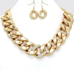 iLLASPARKZ Chunky Crystal Accent Curb Chain Necklace