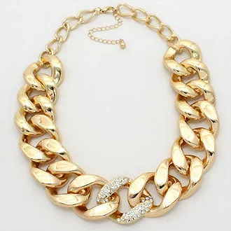 iLLASPARKZ Chunky Crystal Accent Curb Chain Necklace