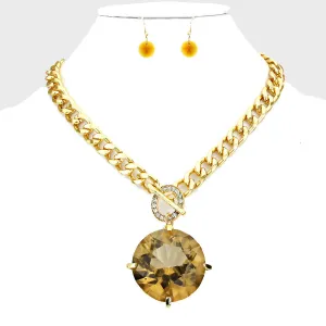 iLLASPARKZ Chunky Crystal Toggle Necklace
