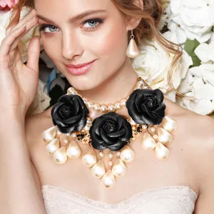 iLLASPARKZ Chunky Rose Pearl Bib Necklace