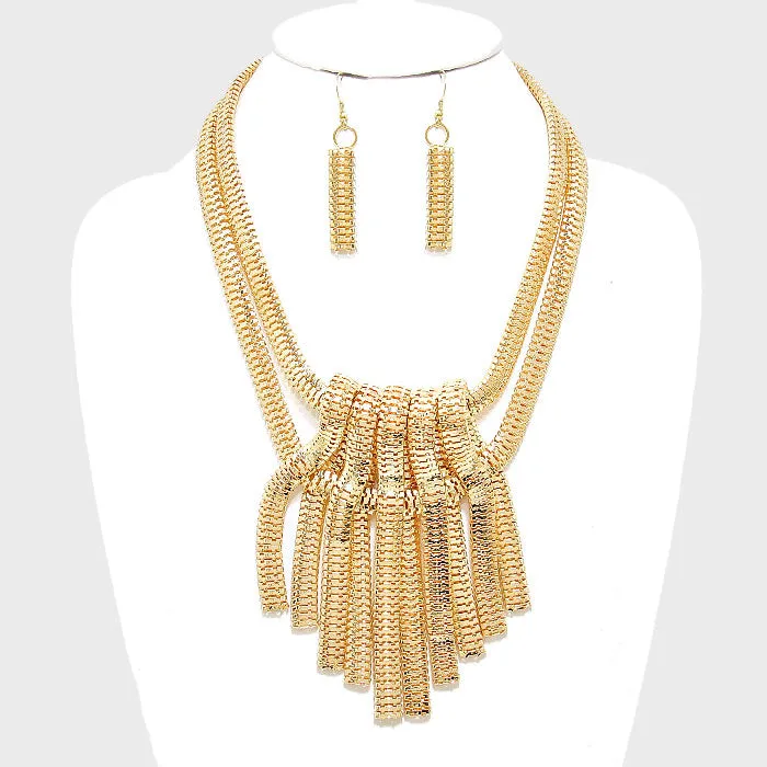 iLLASPARKZ Chunky Snake Chain Fringe Necklace