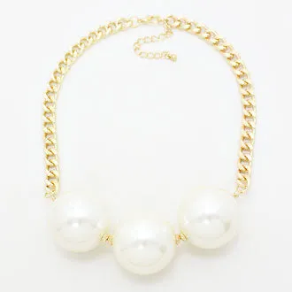 iLLASPARKZ Chunky Triple Pearl Chain Necklace