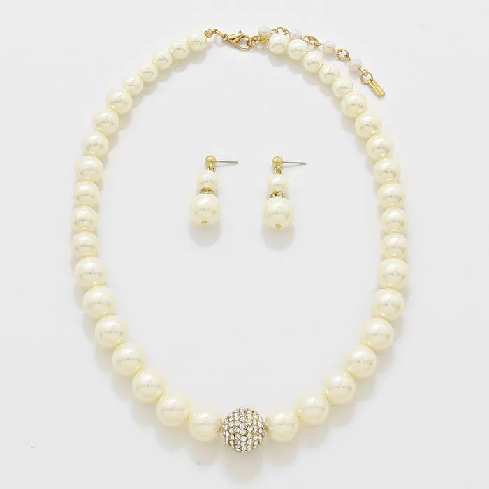 iLLASPARKZ Crystal Ball Accented Pearl Necklace
