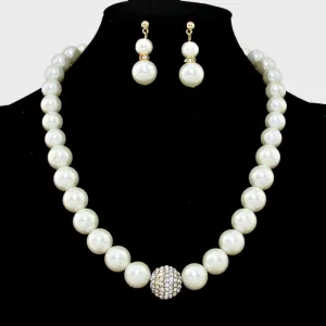 iLLASPARKZ Crystal Ball Accented Pearl Necklace