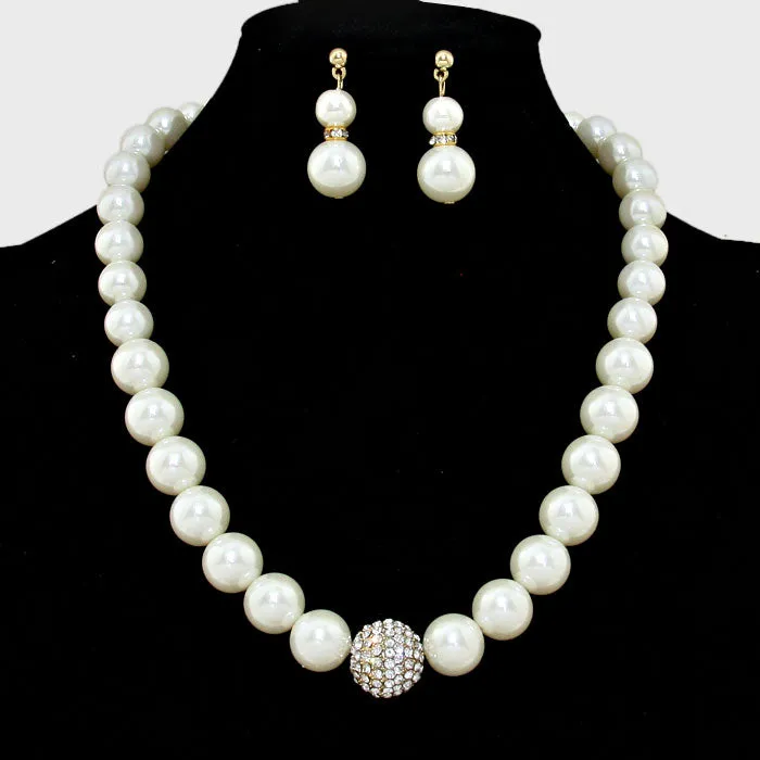 iLLASPARKZ Crystal Ball Accented Pearl Necklace