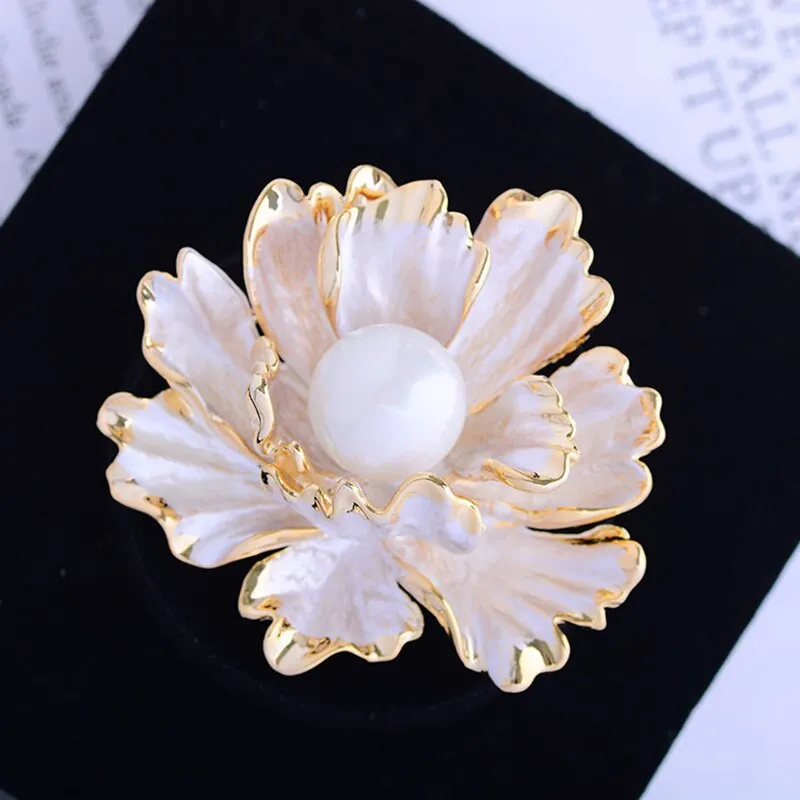 Imitation Pearl Peony Brooch Fashionable And Versatile New Year Gift