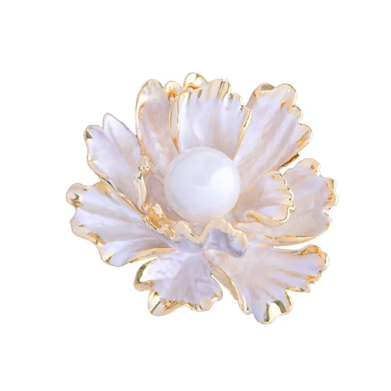 Imitation Pearl Peony Brooch Fashionable And Versatile New Year Gift