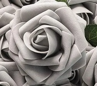 JANAI ~ White & Silver Cascade Real Touch Roses Brooch Bouquet