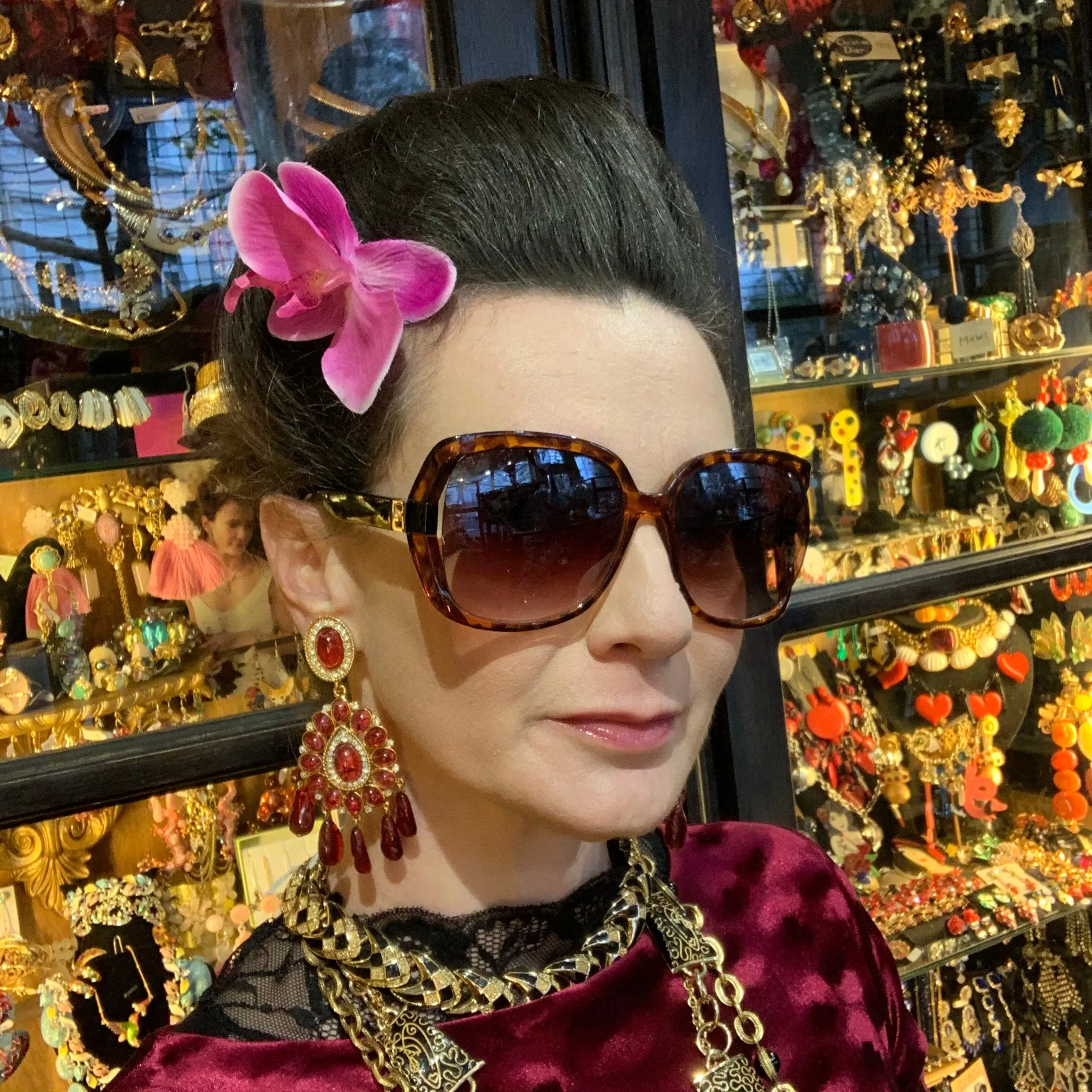 Kenneth Jay Lane Ruby Glass Earrings