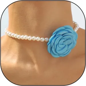 Large Rose Flower Pearl Choker Necklaces, Vintage French Camellia Charm Short Clavicle Necklaces, Fashion Statement Jewelry Gifts for Women