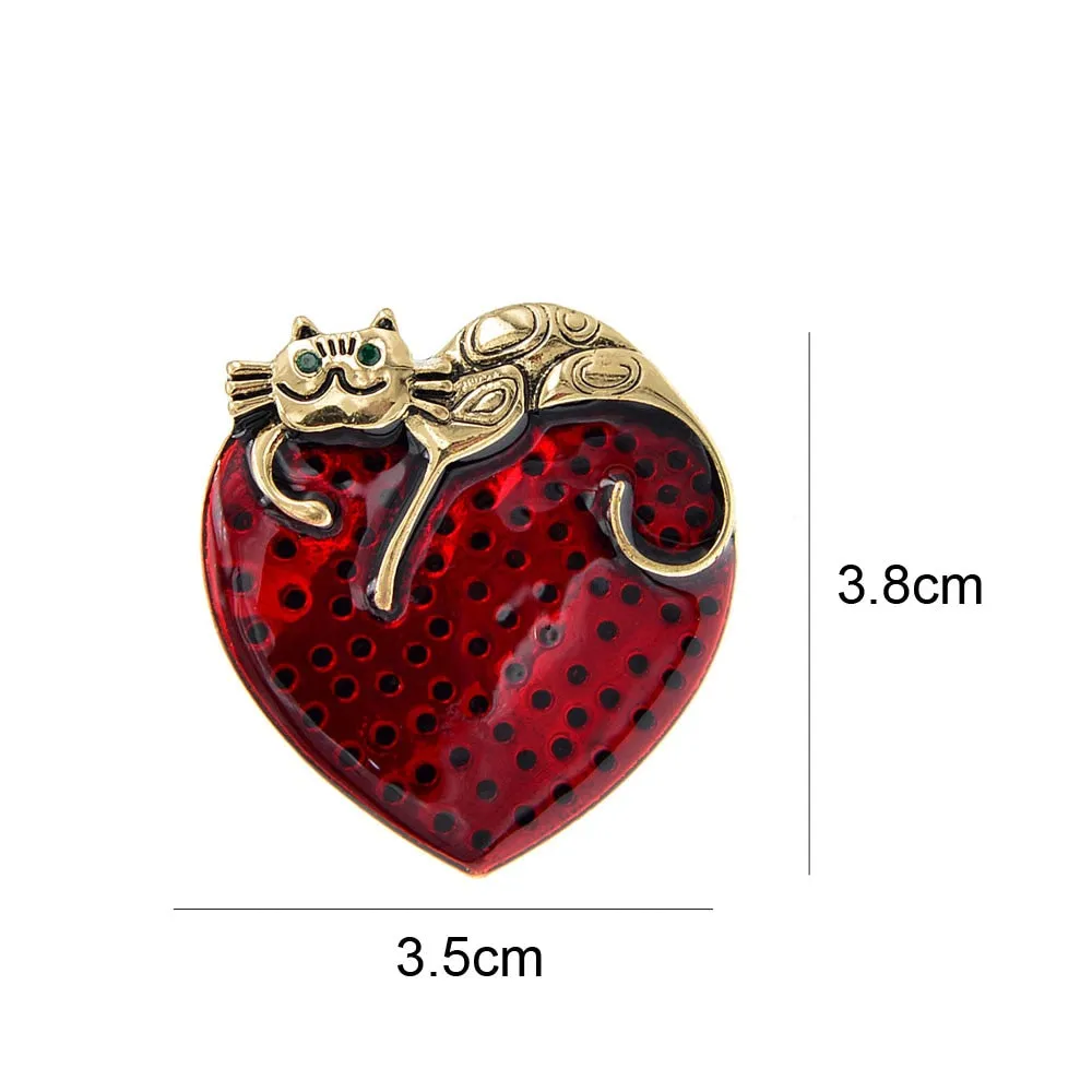 New Arrival Vintage Hear And Cat Brooches For Women