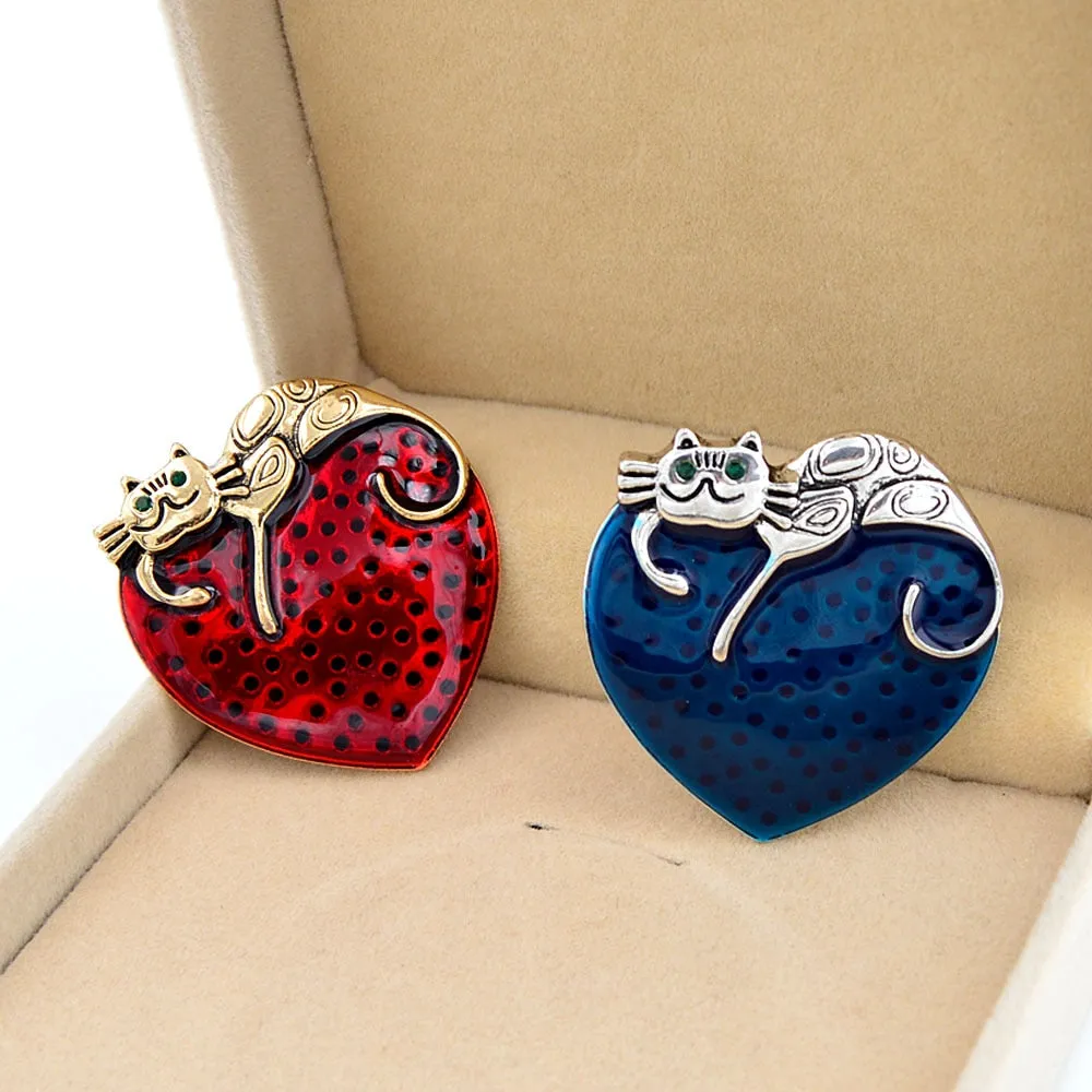 New Arrival Vintage Hear And Cat Brooches For Women