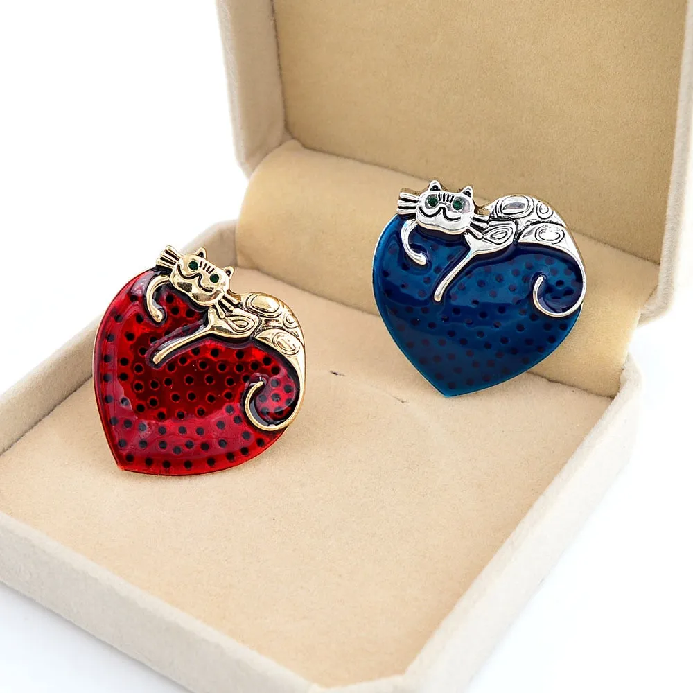 New Arrival Vintage Hear And Cat Brooches For Women