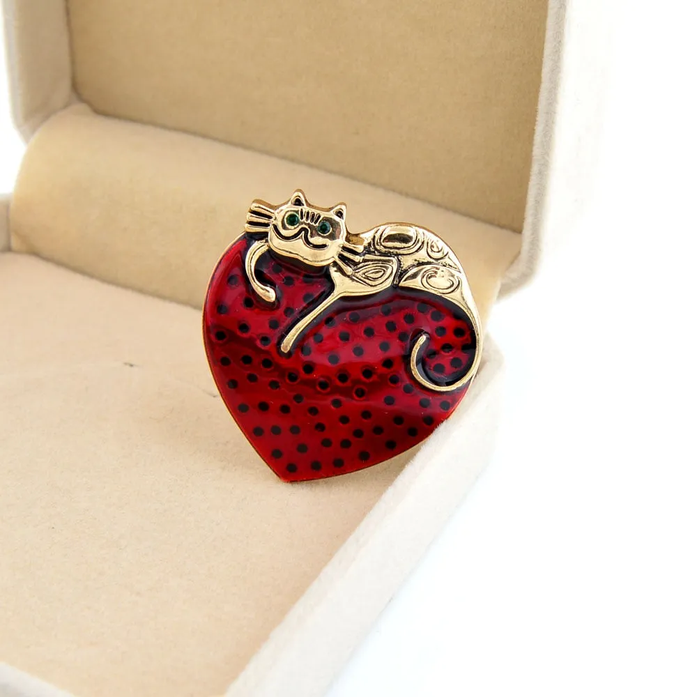 New Arrival Vintage Hear And Cat Brooches For Women